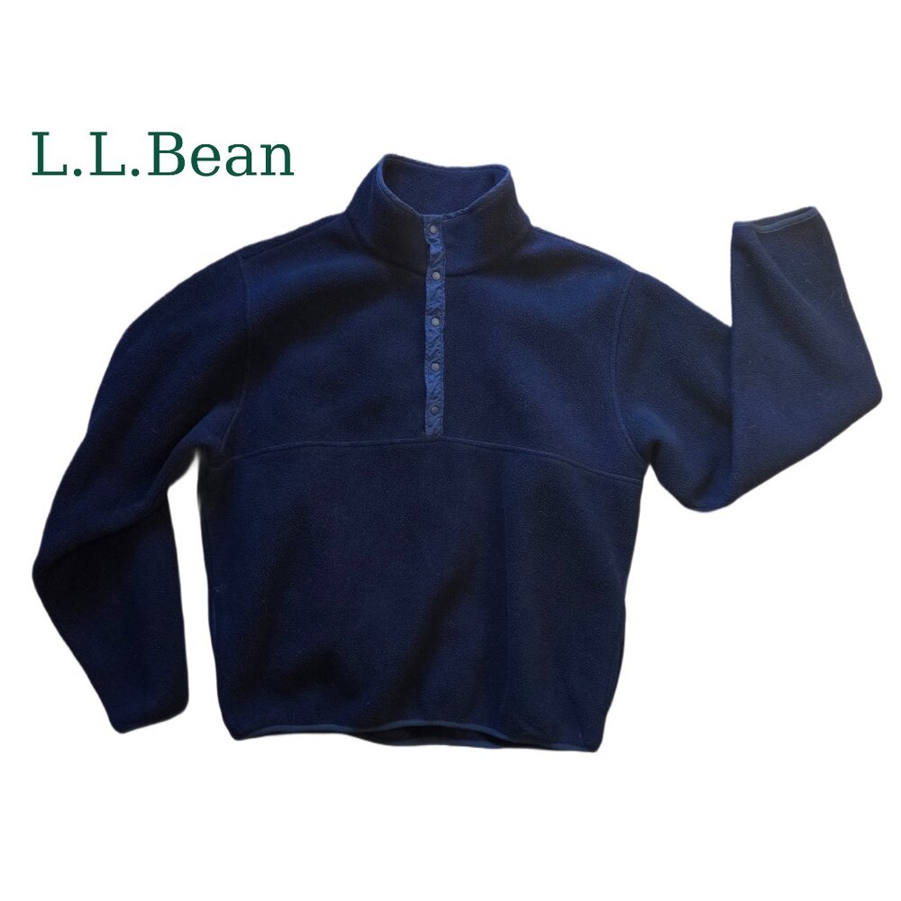 LL Bean Polartec Fleece – 5-Snap ¼ Neck, Dark Blue (Men’s Size Large Regular)